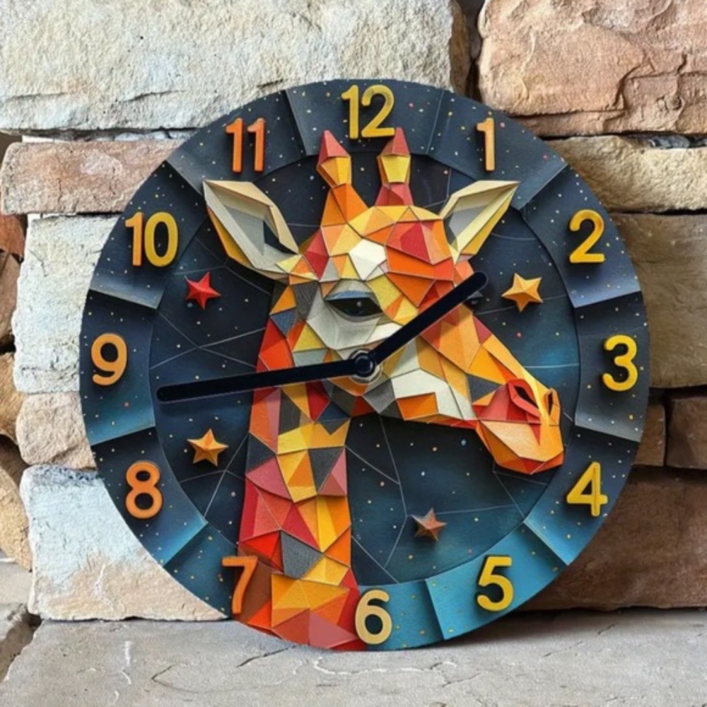 NIB! Gorgeous Detailed Artistic Style African Giraffe Clock!